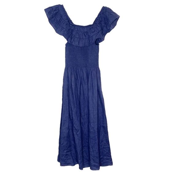 Hill House Women’s Akilah Linen Midi Nap Dress Navy Blue Size Small - Picture 7 of 10